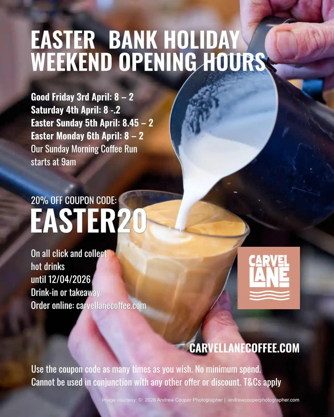 Carvel Lane Coffee Open This Easter Bank Holiday Weekend 2026